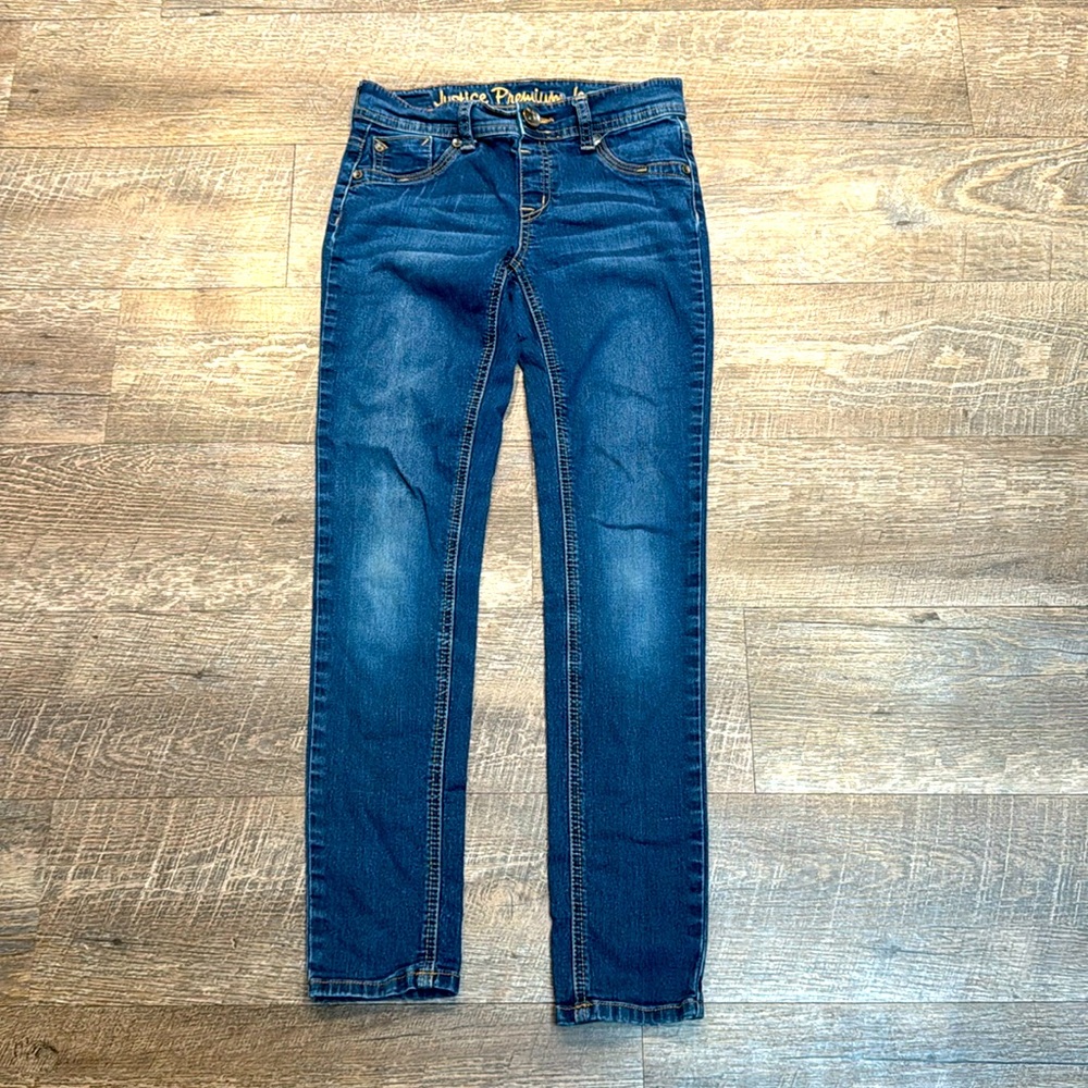 Girls justice, premium skinny blue jeans size 12 regular (tiny hole on back leg)